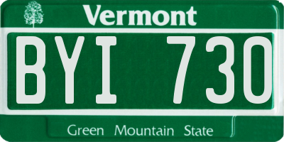 VT license plate BYI730