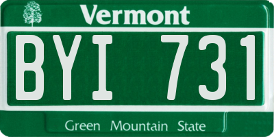 VT license plate BYI731