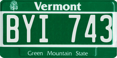 VT license plate BYI743