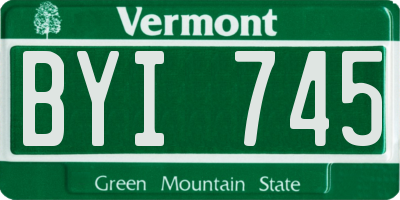 VT license plate BYI745