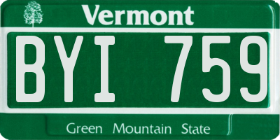 VT license plate BYI759