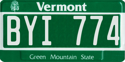 VT license plate BYI774
