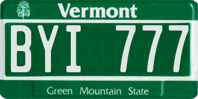 VT license plate BYI777