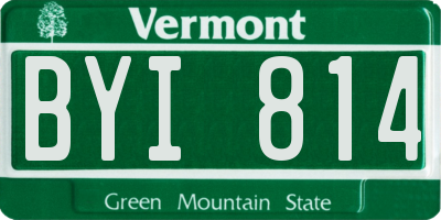 VT license plate BYI814