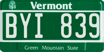 VT license plate BYI839