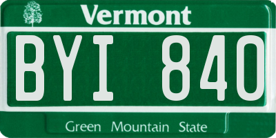 VT license plate BYI840