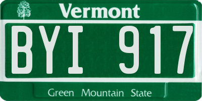 VT license plate BYI917