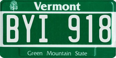 VT license plate BYI918