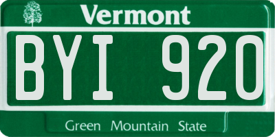 VT license plate BYI920