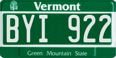 VT license plate BYI922