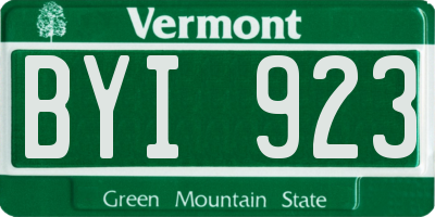 VT license plate BYI923