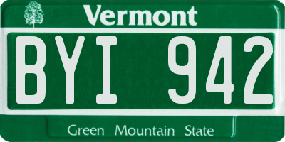 VT license plate BYI942