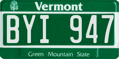 VT license plate BYI947