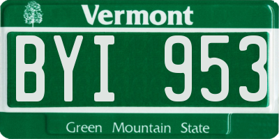 VT license plate BYI953