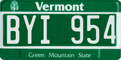 VT license plate BYI954