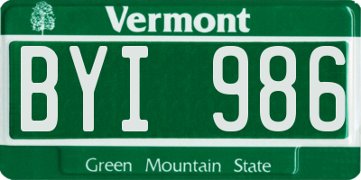 VT license plate BYI986