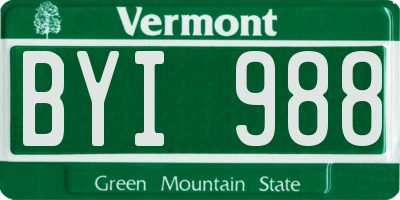 VT license plate BYI988