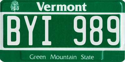 VT license plate BYI989