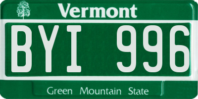 VT license plate BYI996
