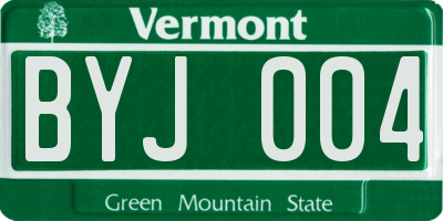 VT license plate BYJ004
