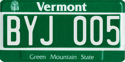 VT license plate BYJ005