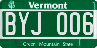 VT license plate BYJ006
