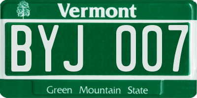 VT license plate BYJ007
