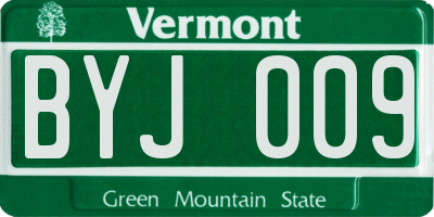 VT license plate BYJ009