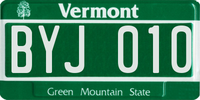 VT license plate BYJ010