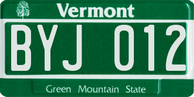 VT license plate BYJ012