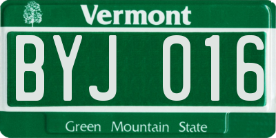 VT license plate BYJ016
