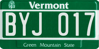 VT license plate BYJ017