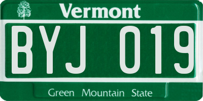 VT license plate BYJ019