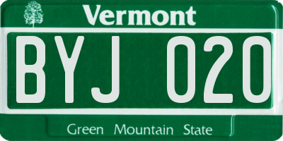 VT license plate BYJ020