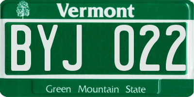 VT license plate BYJ022