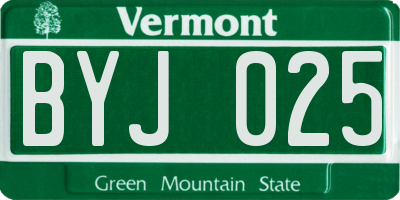 VT license plate BYJ025