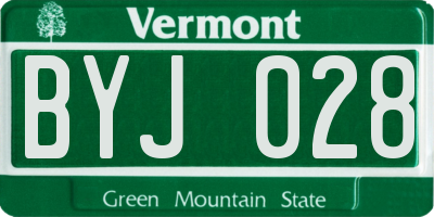 VT license plate BYJ028