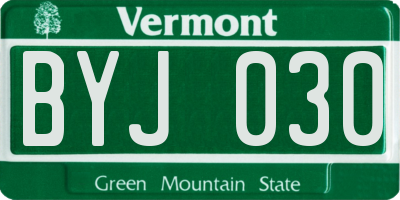 VT license plate BYJ030