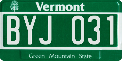 VT license plate BYJ031