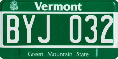 VT license plate BYJ032