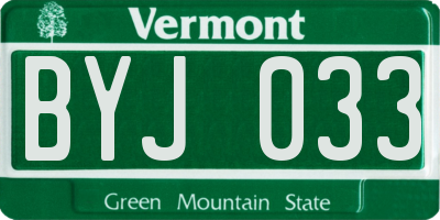 VT license plate BYJ033