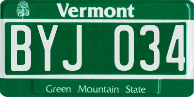 VT license plate BYJ034
