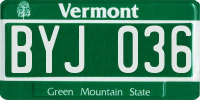 VT license plate BYJ036