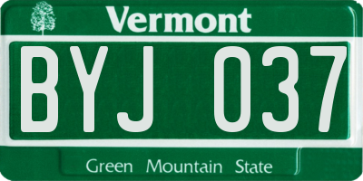 VT license plate BYJ037