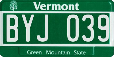 VT license plate BYJ039