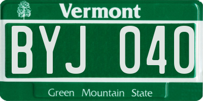 VT license plate BYJ040