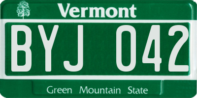 VT license plate BYJ042