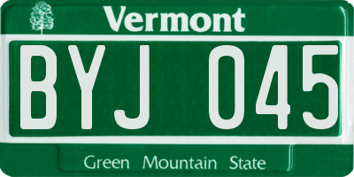VT license plate BYJ045