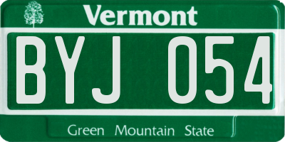 VT license plate BYJ054