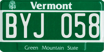 VT license plate BYJ058